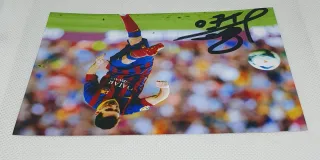 FOTO FIRMADA POR MESSI F.C BARCELONA BARÇA POSTAL