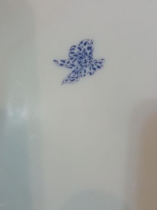 6 Platos de porcelana con borde azul ARCOPAL SPAIN