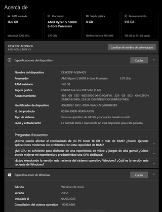 PC GAMING *VALOR DE 990€* RTX 5060 RYZEN 5 5600x