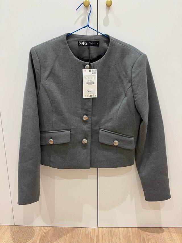 Blazer Zara Gris Talla L