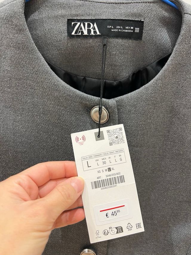 Blazer Zara Gris Talla L