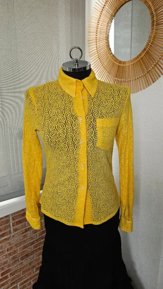 Camisa Amarilla Vintage Encaje T. 36/38