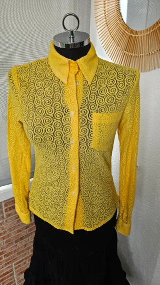 Camisa Amarilla Vintage Encaje T. 36/38