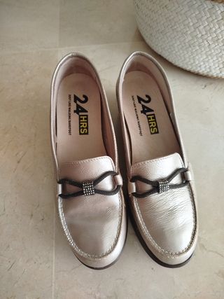 Mocasines 24 Horas Dorados Mujer Talla 35
