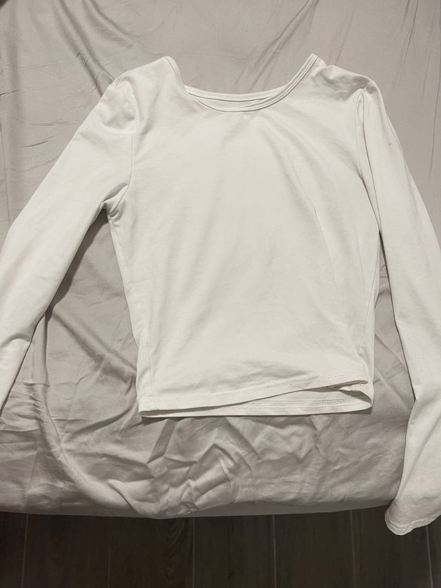 Top blanco básico manga larga