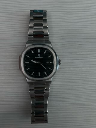 Reloj Poedagar Hombre Negro y Plateado