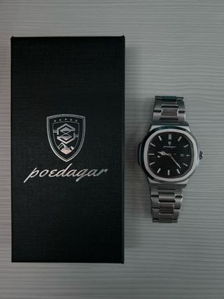 Reloj Poedagar Hombre Negro y Plateado