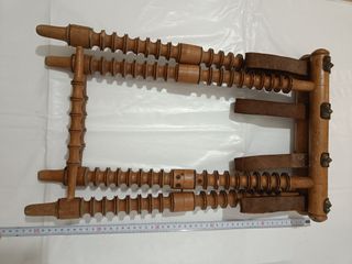 Pareja Banquetas Plegables Vintage Madera Cuero