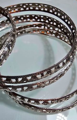 5 pulseras antiguas brazaletes plata de ley 33 grs