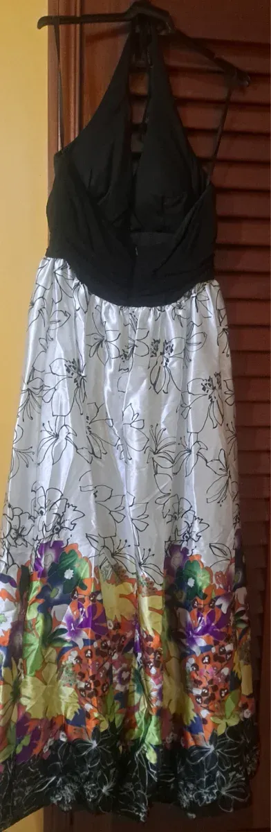Vestido largo fiesta halter estampado floral