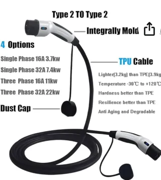 Cable de carga vehículo eléctrico 
