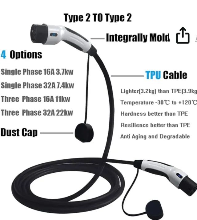 Cable de carga vehículo eléctrico 