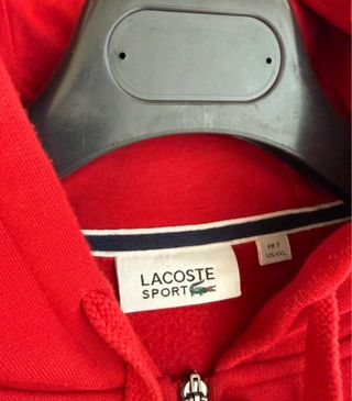Felpa Lacoste rossa con cappuccio pari al nuovo