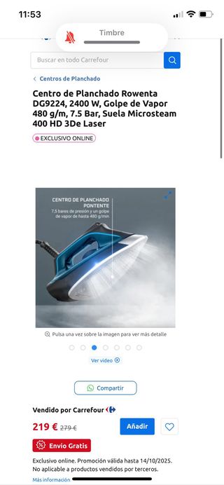 Plancha de vapor Rowenta Silence Technology DG9226