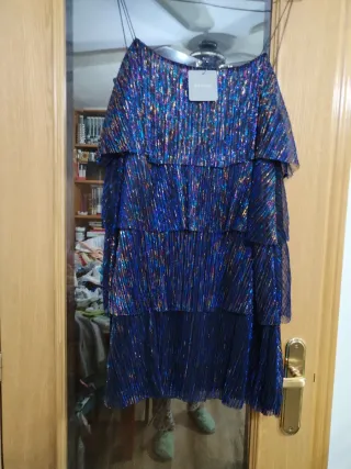 Vestido fiesta volantes lentejuelas