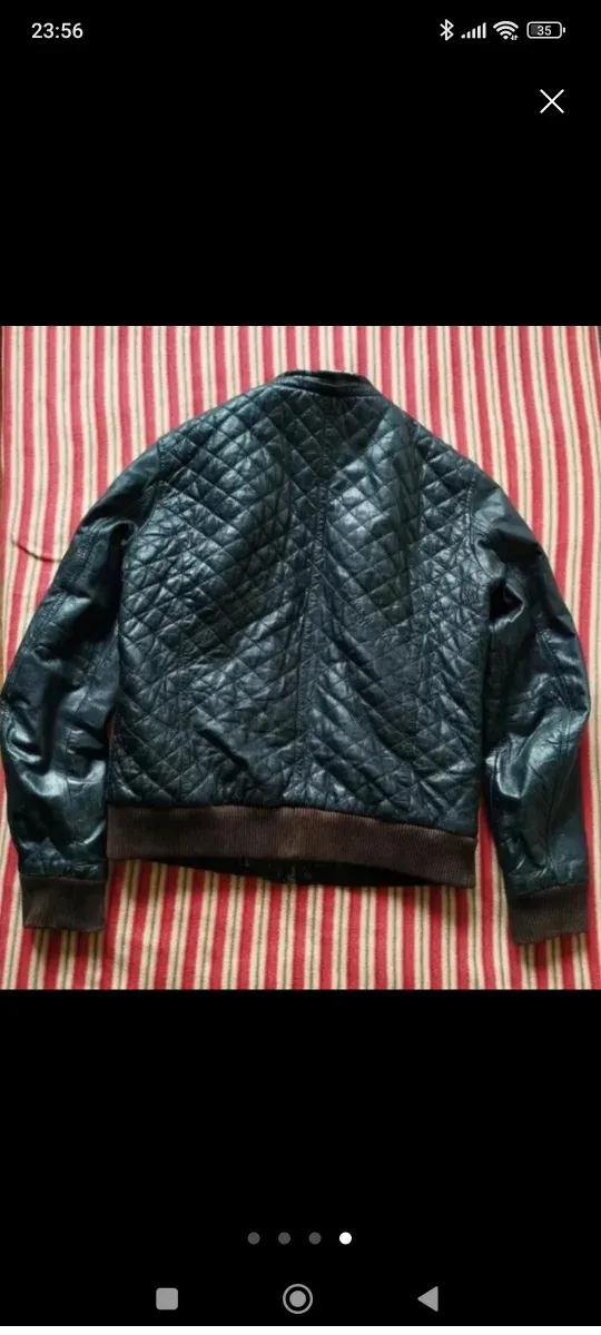 Chaqueta Bomber Cuero Negra Talla XL