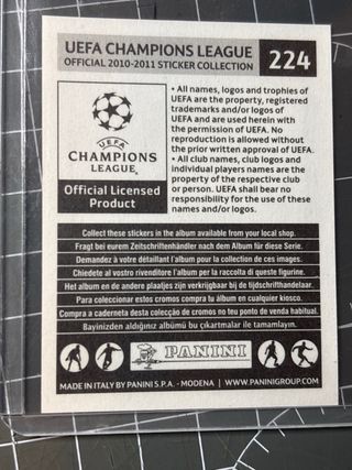 Cromos Messi Panini Champions League 10/11 n 224