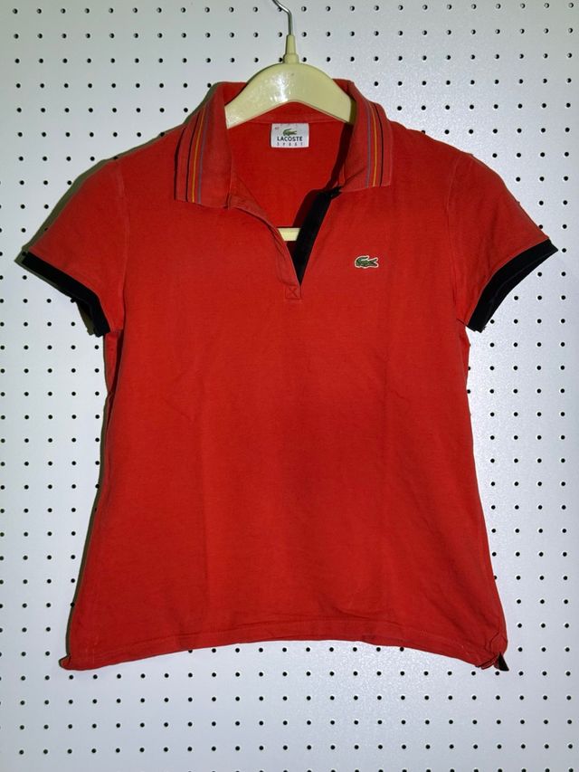 Polo Lacoste Donna Taglia M Rosso Nero