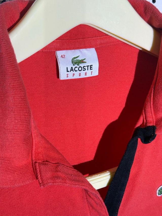 Polo Lacoste Donna Taglia M Rosso Nero