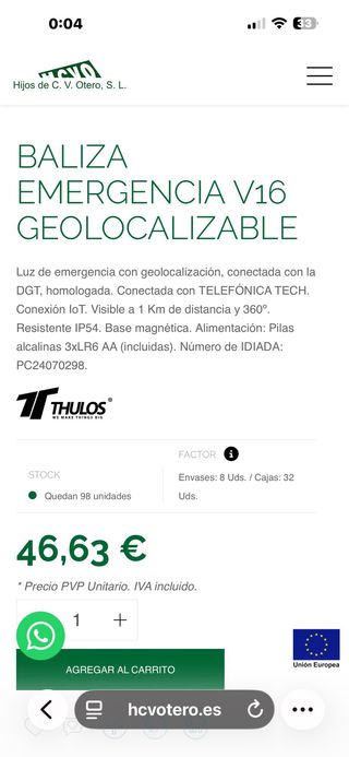 Baliza Thulos DGT Homologad GPS GEOLOCALIZABLE NEW