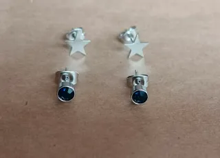 Set 2 Pendientes Acero Estrella y Azul