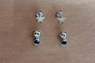 Set 2 Pendientes Acero Estrella y Azul