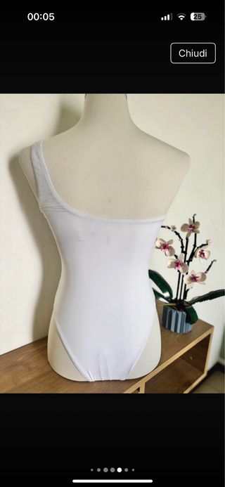 Costume intero Guess monospalla logo argento