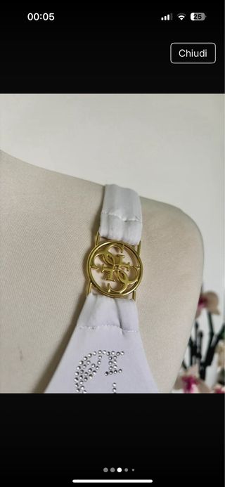 Costume intero Guess monospalla logo argento