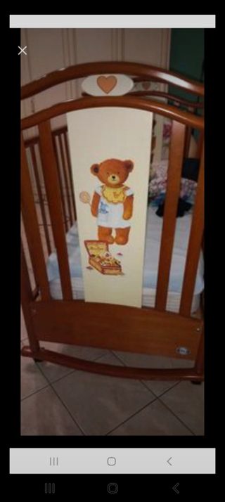 Culla in legno con orsetto e cuore marchio Pali