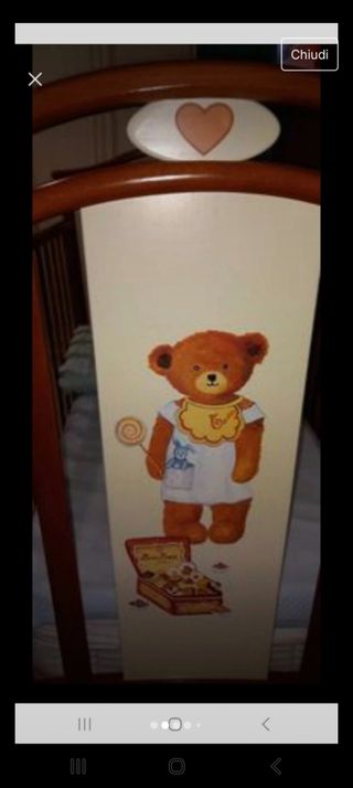 Culla in legno con orsetto e cuore marchio Pali