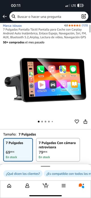 Pantalla Coche Carplay 7 Pulgadas