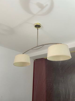 Lámpara colgante salón beige y plata