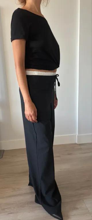 Pantalón Zara Raya Diplomática Gris Talla XS/34/6