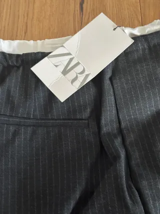 Pantalón Zara Raya Diplomática Gris Talla XS/34/6