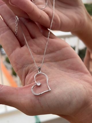 Collar Corazón Plata Zircón