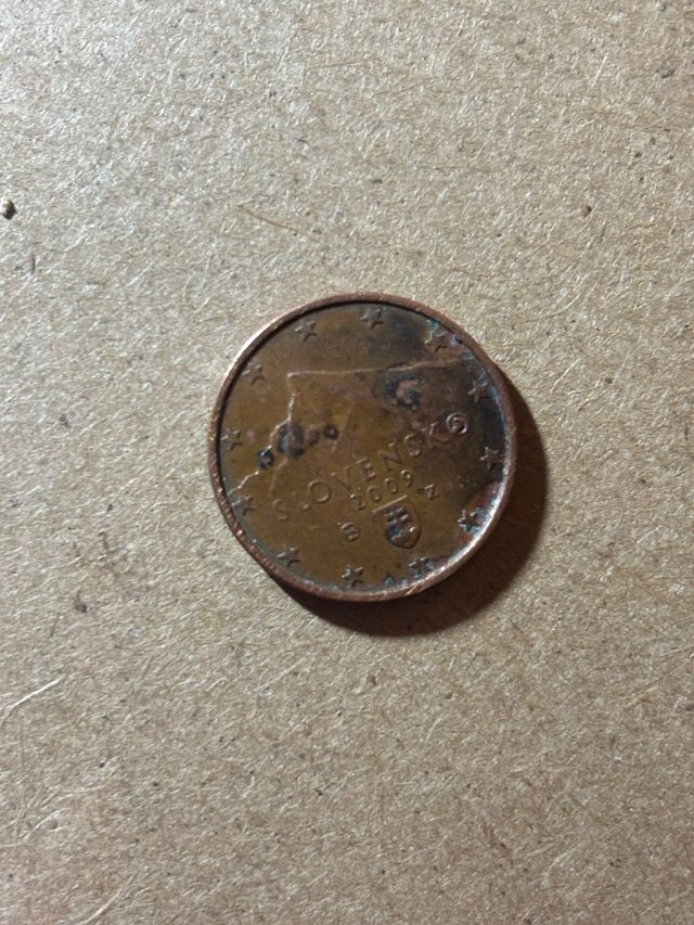 Moneda 5 céntimos Euro Eslovaquia 2009 error