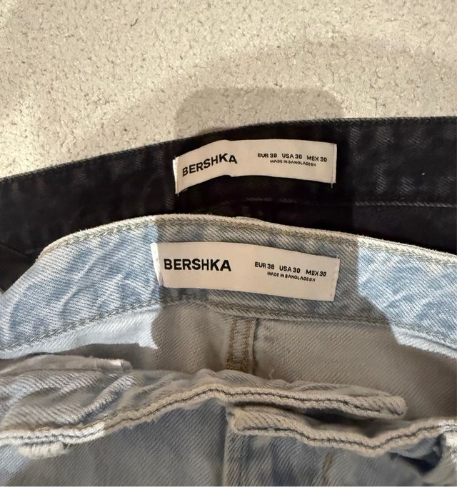 Pantalones Bershka Baggy Azul y Negro