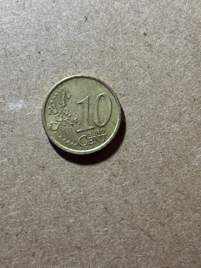 Moneda 10 Euro Cent 2002 Error Acuñación