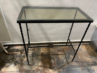 Mesa de centro cristal y hierro forjado