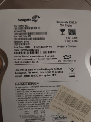 Disco Duro Interno Seagate Barracuda 500GB