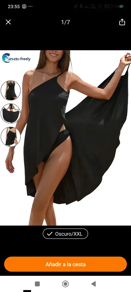 Pareo da spiaggia Seven-Freely nero taglia XXL