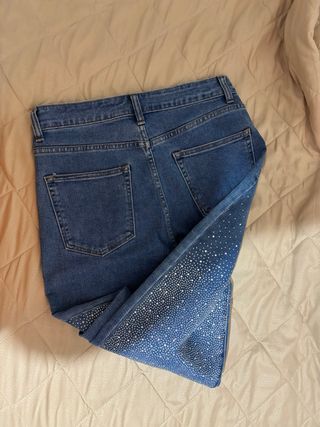 Jeans larghi con strass tg 42