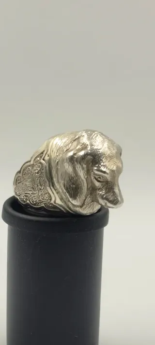 Anillo Plata Hombre Perro Caza Antiguo
