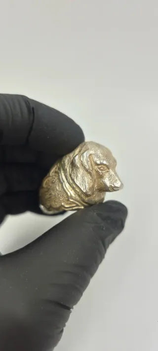 Anillo Plata Hombre Perro Caza Antiguo