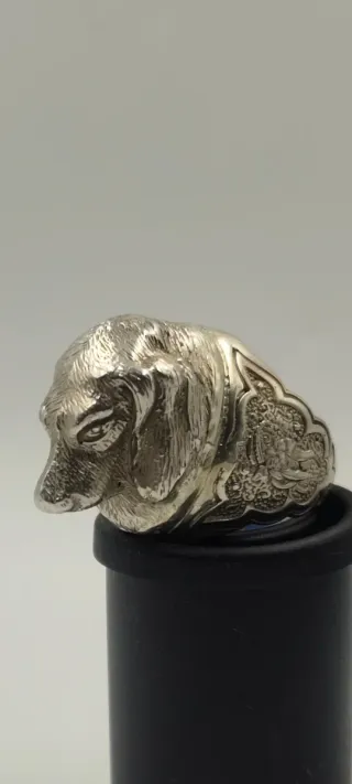 Anillo Plata Hombre Perro Caza Antiguo