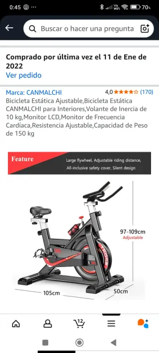 Bicicleta Estática CANMALCHI y de regalo dos culot