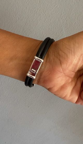 PULSERA DE HOMBRE CAUCHO Y PLATA 