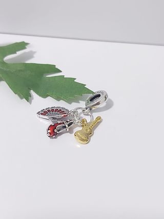 Charm Pandora Guitarra, Abanico y Zapato Flamenco