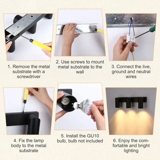 Lámpara Techo 3 Focos Giratorios Negro