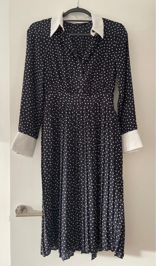 Vestido Zara lunares blanco y negro, talla S